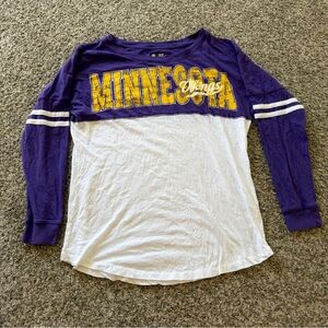 NFL Minnesota Vikings Purple and White Long Sleeve Womens Tee size Large